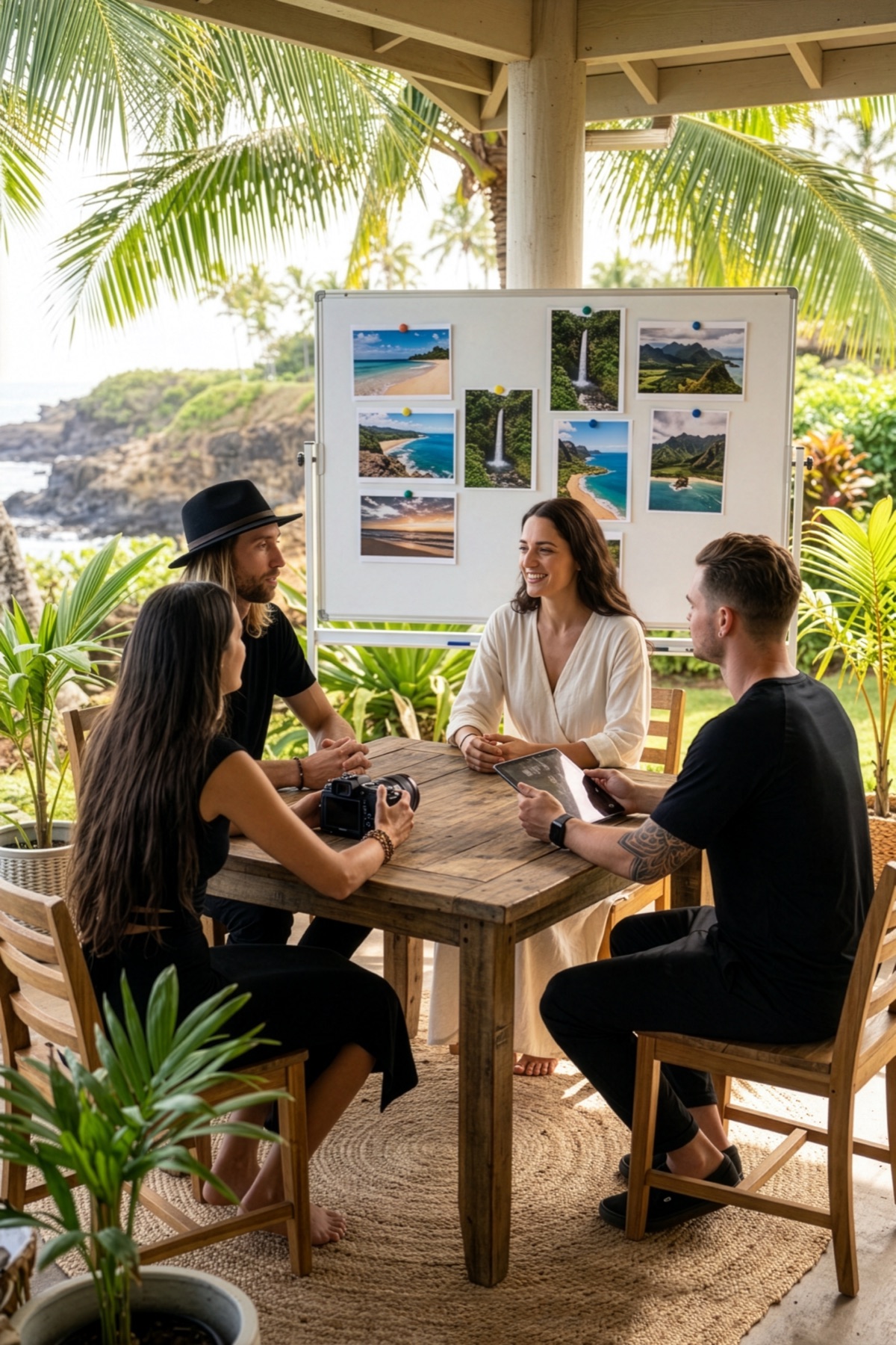 Picaflor team planning a production with a client in Maui